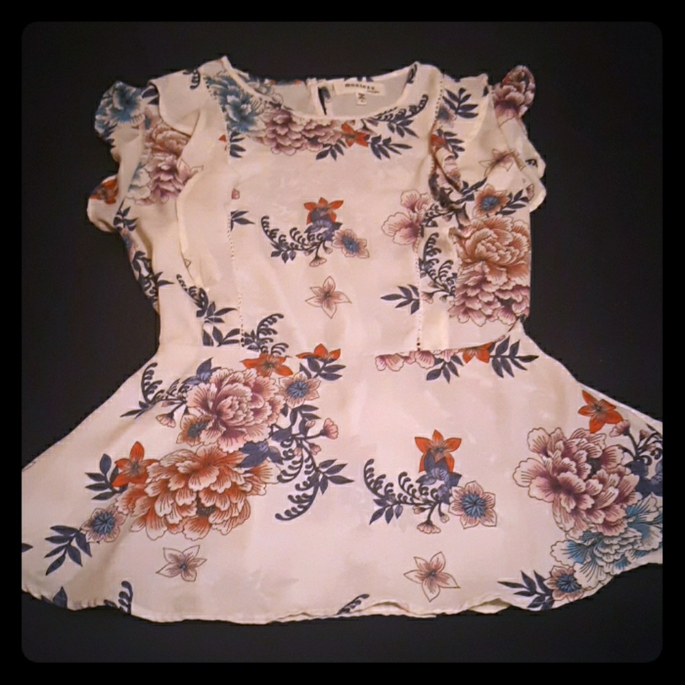 Oriental floral baby doll style top